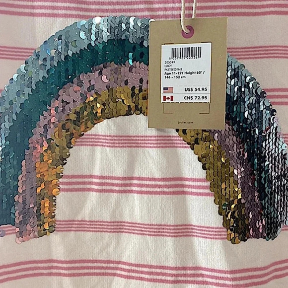 Joules Lucy Mock Layer Long Sleeves Dress with Sequin Rainbow - Picture 3 of 11